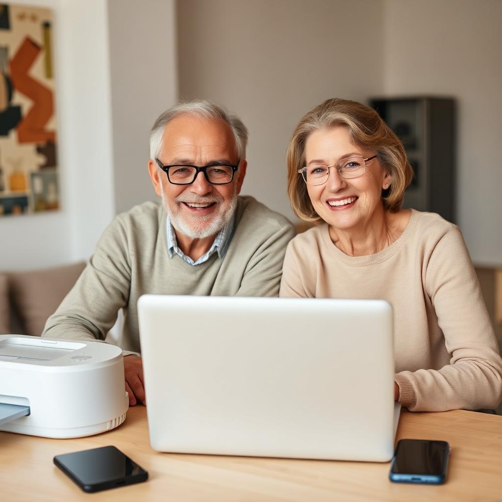 Older lady using printer