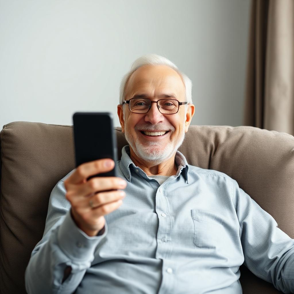 Older man using smartphone